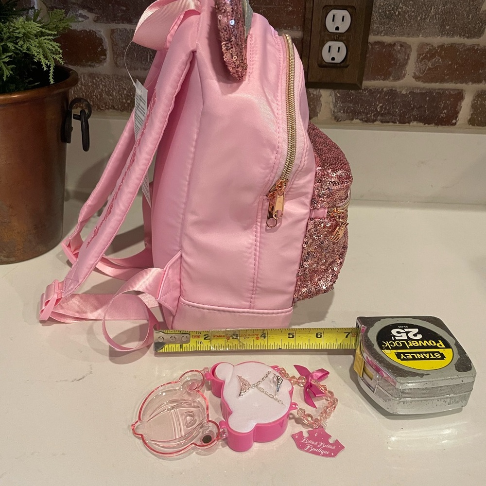 Bibbidi Bobbidi Boutique Sparkle Sequin Pink Backpack and Jewelry set - Picture 2 of 6